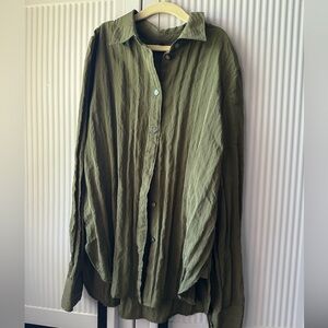 Madewell green button up shirt